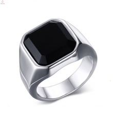 Fashion Stainless Steel Finger Big Stone Silver Plain Rings